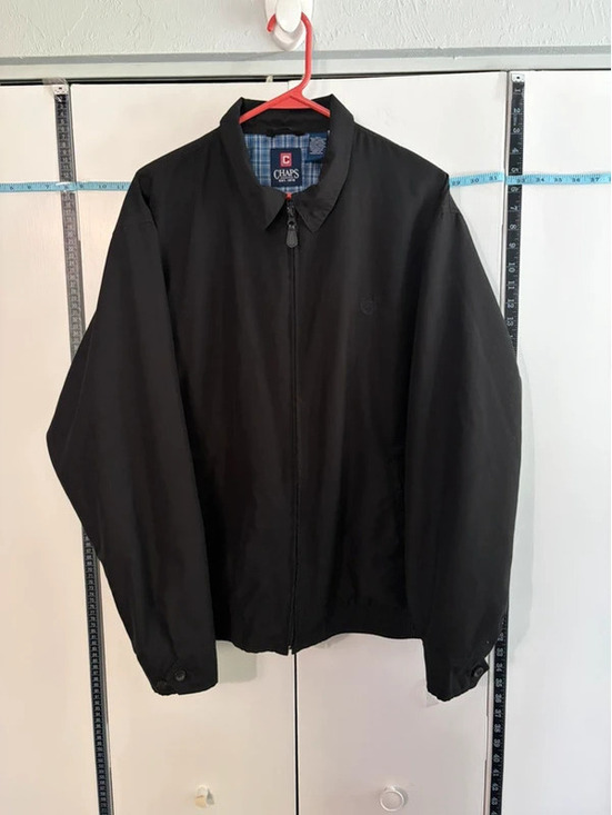 Chaps Other - Harrington Jacket Chaps Men’s L Black Plaid Lined Full Zip Preppy EUC